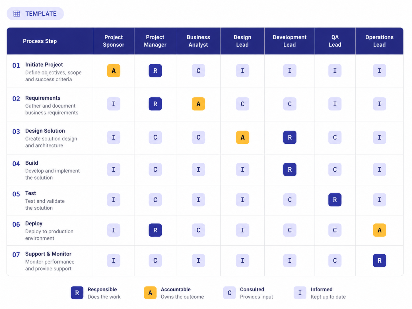 RACI responsibility matrices
